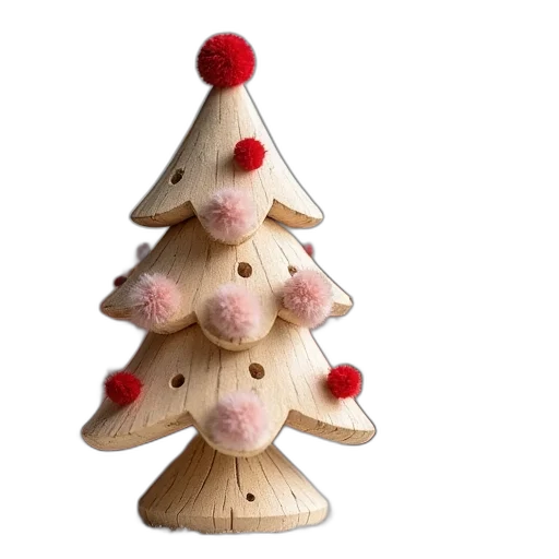 3d render, small, wood, christmas transparent PNG cut-out