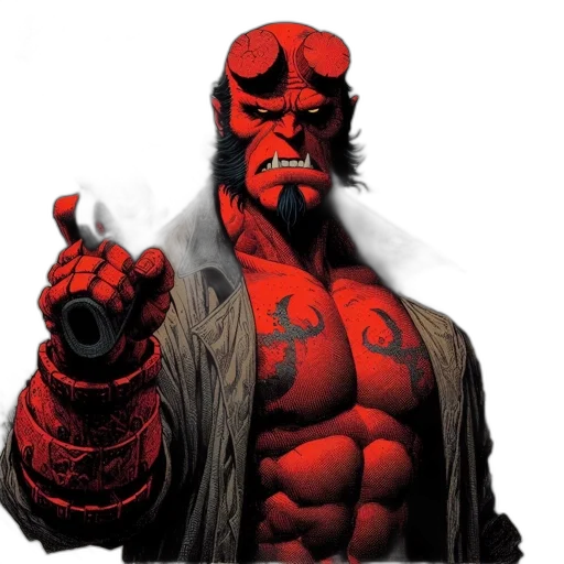 comic book art, concept art, red, hellboy-like transparent PNG cut-out
