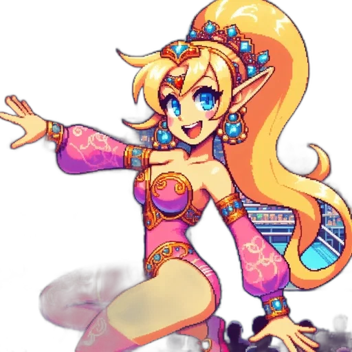 dress, staff, pixel art, anime transparent PNG cut-out