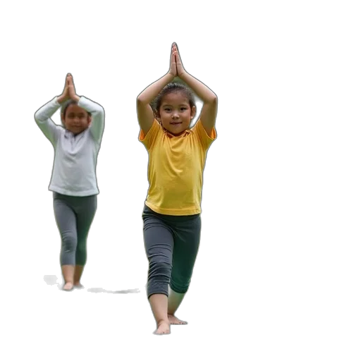 3d render, schoolchilds, doing, yoga transparent PNG cut-out