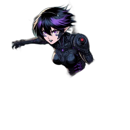 weapon, staff, hair, jacket transparent PNG cut-out