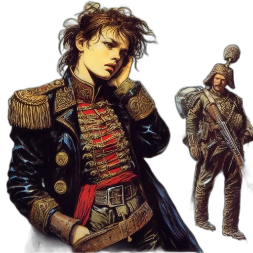 jacket, staff, sword, weapon transparent PNG cut-out