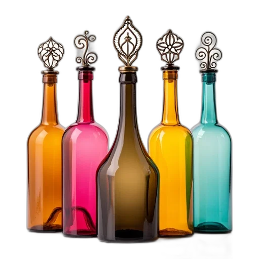 bottle, crown, 3d render, colorful transparent PNG cut-out