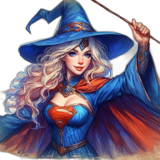 staff, dress, hat, fantasy art transparent PNG cut-out