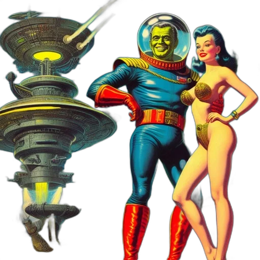 comic book art, concept art, outer space, underwater transparent PNG cut-out