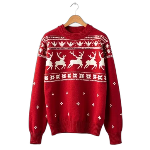 red, sweater, festive, pattern transparent PNG cut-out