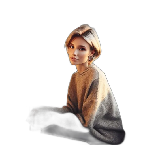 face, dress, jacket, hair transparent PNG cut-out