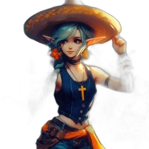 staff, hat, weapon, fantasy art transparent PNG cut-out