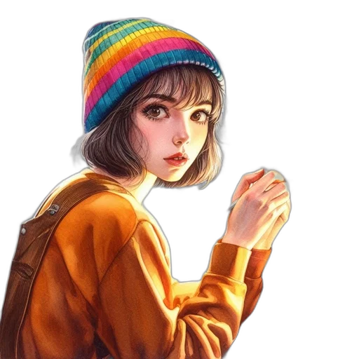 hat, jacket, face, dress transparent PNG cut-out
