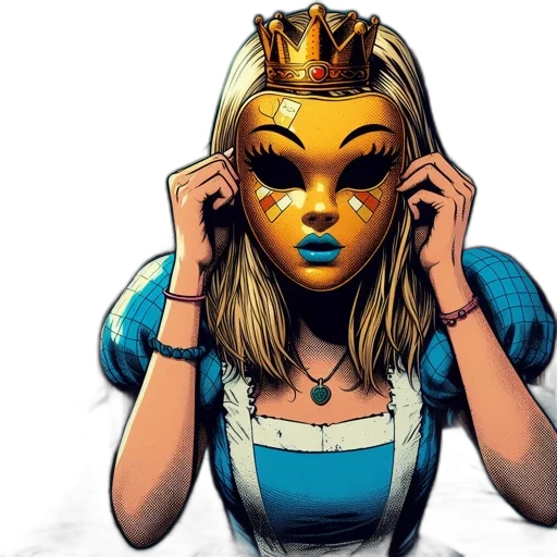 mask, crown, face, comic book art transparent PNG cut-out