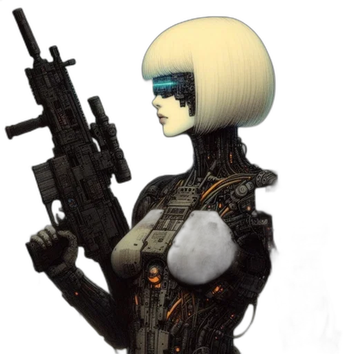 robot, weapon, cyberpunk, concept art transparent PNG cut-out