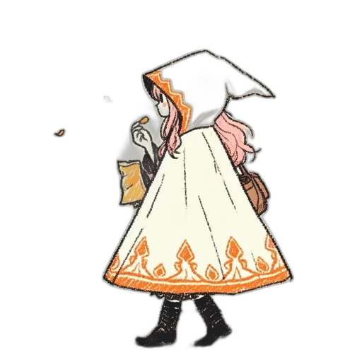 dress, hat, jacket, staff transparent PNG cut-out