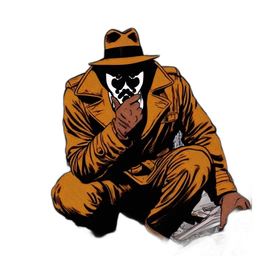 jacket, mask, hat, comic book art transparent PNG cut-out