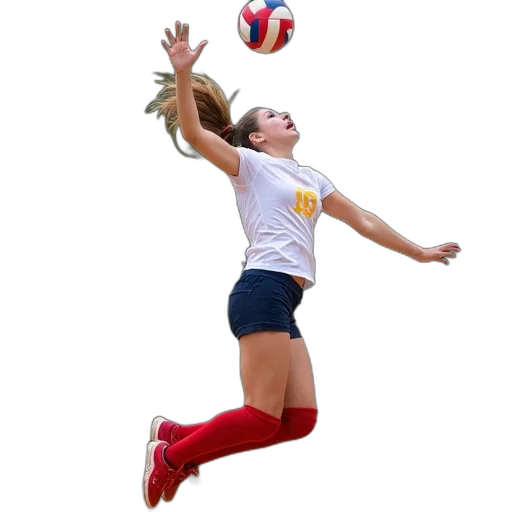 female, volleyball, player, leaping transparent PNG cut-out