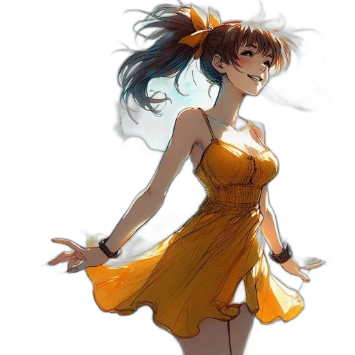 dress, anime, concept art, fantasy art transparent PNG cut-out