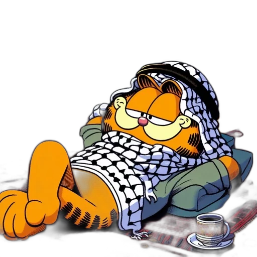 cartoon, garfield, cat, enjoys transparent PNG cut-out