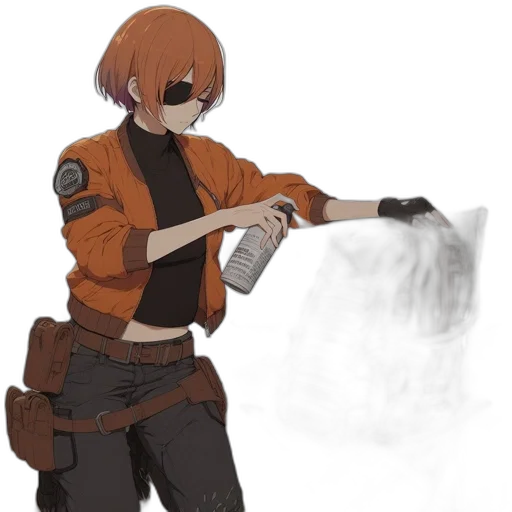 weapon, jacket, staff, robot transparent PNG cut-out