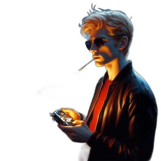 jacket, staff, robot, face transparent PNG cut-out