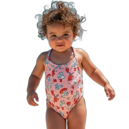 photorealistic, toddler, swimsuit, phrase transparent PNG cut-out