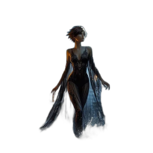 dress, creature, staff, crown transparent PNG cut-out