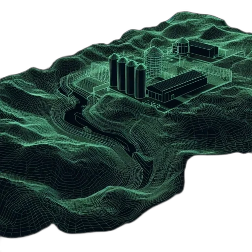 3d render, green, wireframe, rendering transparent PNG cut-out