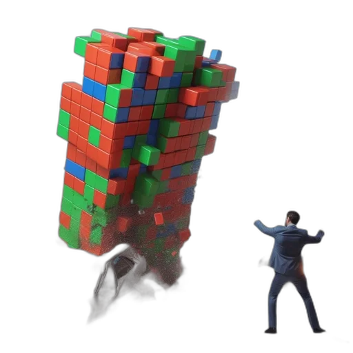 3d render, concept art, pixel art, urban transparent PNG cut-out