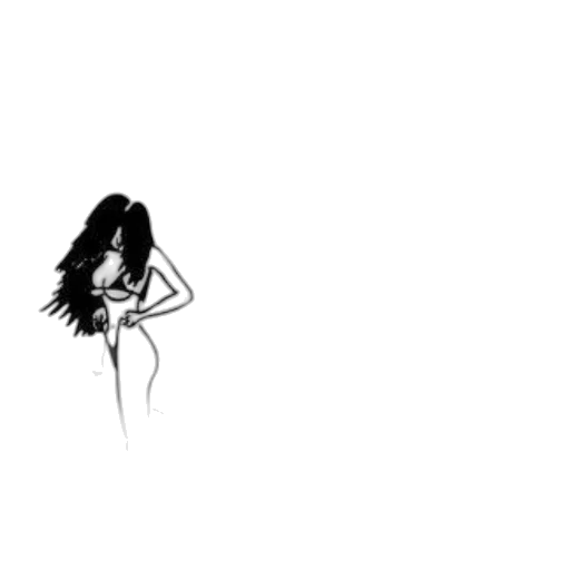 dress, hair, creature, staff transparent PNG cut-out