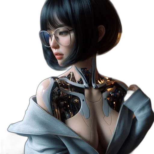 robot, jewelry, jacket, face transparent PNG cut-out