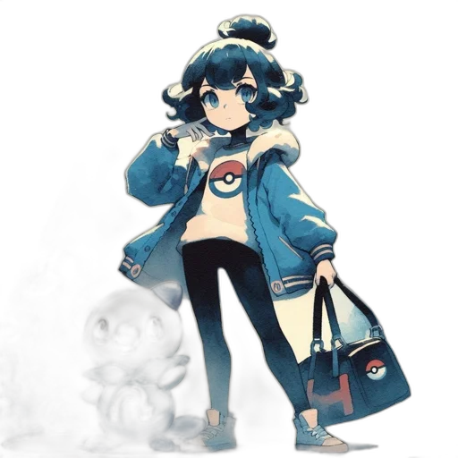 jacket, dress, staff, creature transparent PNG cut-out