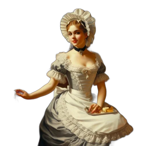 dress, hat, staff, food transparent PNG cut-out