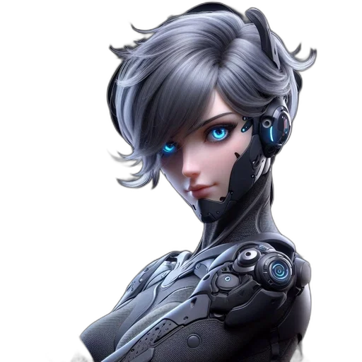 robot, face, concept art, cyberpunk transparent PNG cut-out