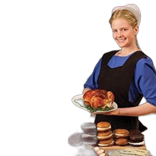 food, staff, photorealistic, woman transparent PNG cut-out
