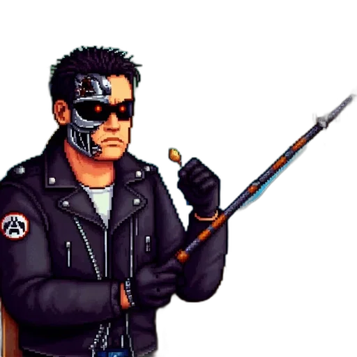 jacket, weapon, staff, robot transparent PNG cut-out