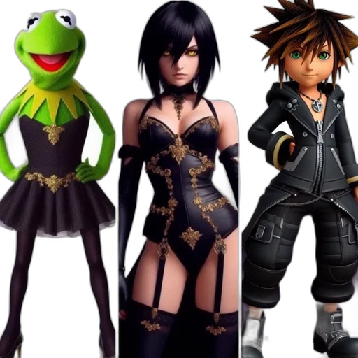 concept art, 3d render, dark, three transparent PNG cut-out