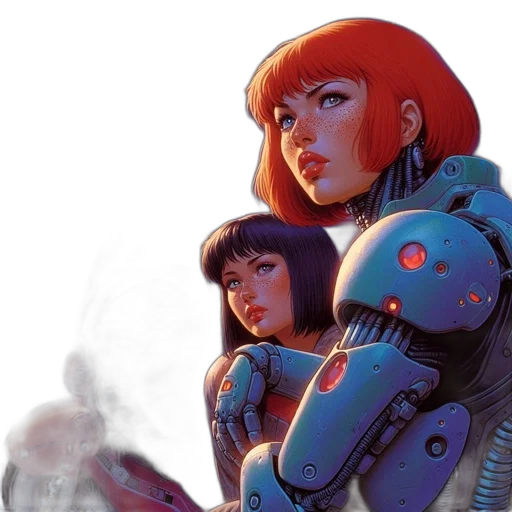 robot, comic book art, concept art, cyberpunk transparent PNG cut-out