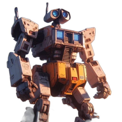 robot, weapon, concept art, 3d render transparent PNG cut-out