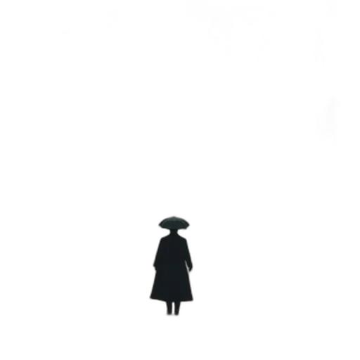 dress, hat, umbrella, staff transparent PNG cut-out
