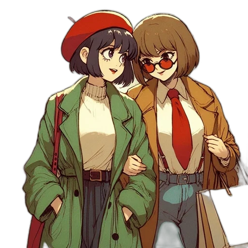 jacket, hat, staff, anime transparent PNG cut-out