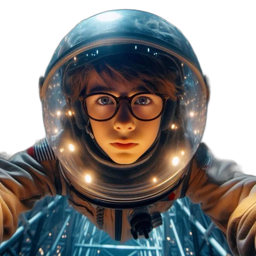 face, robot, jacket, staff transparent PNG cut-out