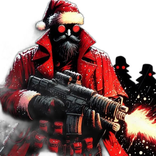 concept art, comic book art, pixel art, santa transparent PNG cut-out