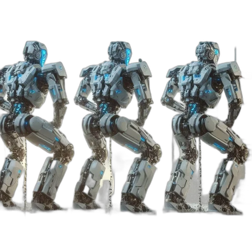 robot, concept art, 3d render, blue transparent PNG cut-out