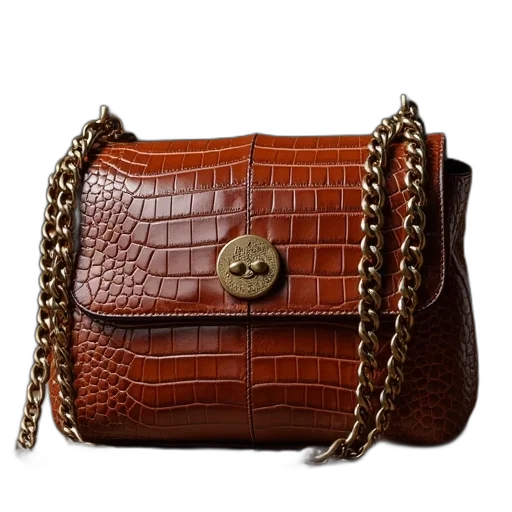 brown, crocodile, purse, metal transparent PNG cut-out