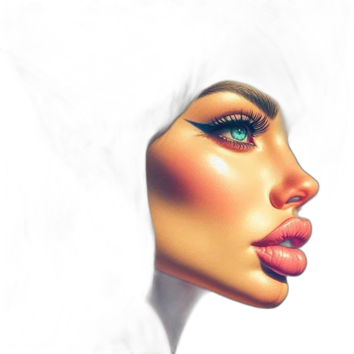 face, mask, hair, photorealistic transparent PNG cut-out