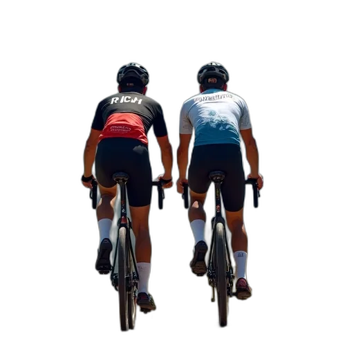 3d render, two, cyclists, riding transparent PNG cut-out