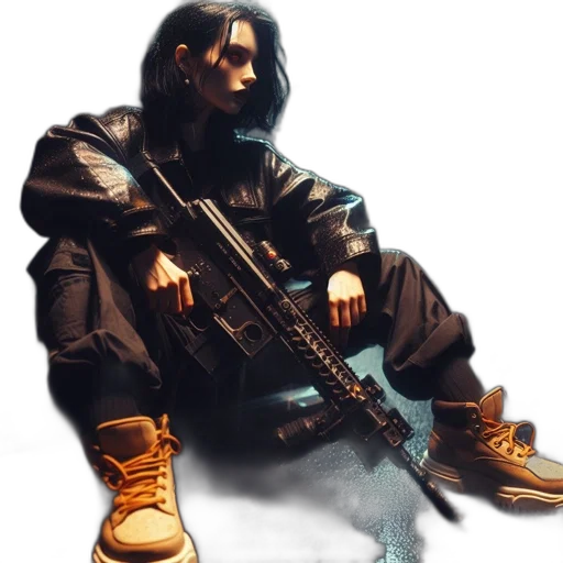 weapon, jacket, cyberpunk, concept art transparent PNG cut-out