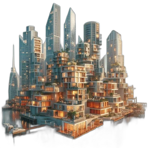 building, furniture, concept art, 3d render transparent PNG cut-out