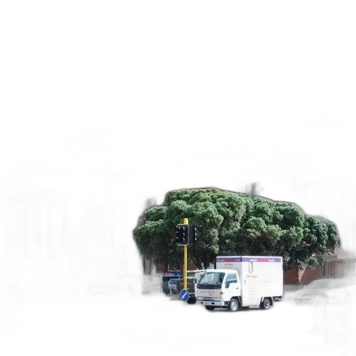 tree, car, staff, building transparent PNG cut-out