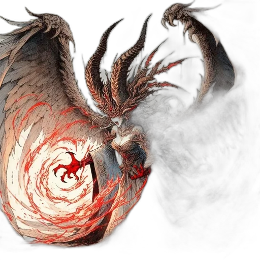 dragon, creature, hair, weapon transparent PNG cut-out