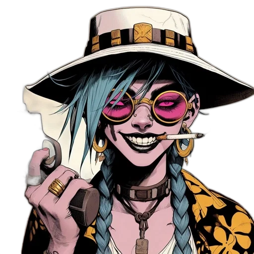 hat, face, jacket, comic book art transparent PNG cut-out