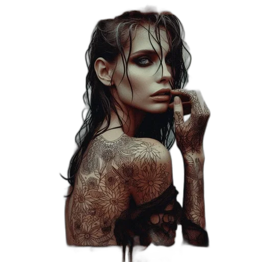face, jacket, jewelry, photorealistic transparent PNG cut-out